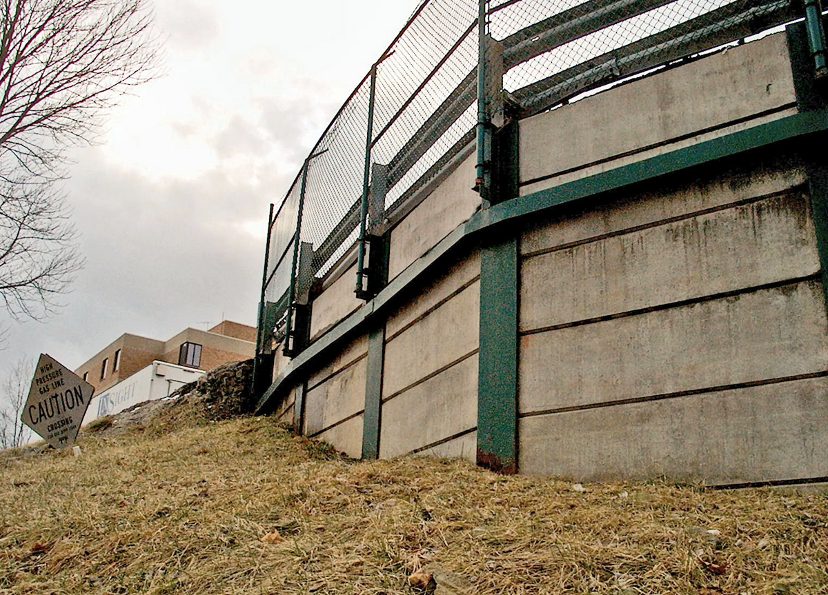 Pile and Lagging Wall at Highland Hospital in Clarksburg