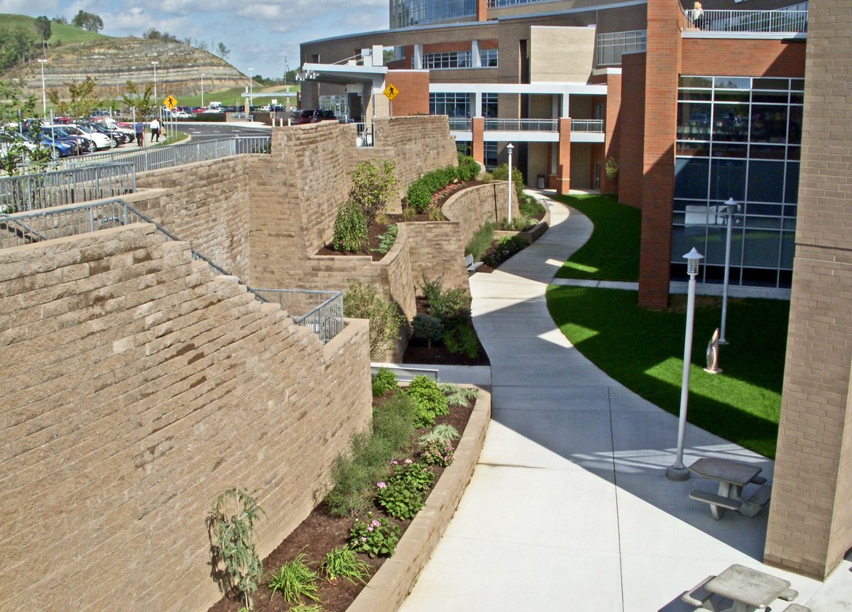 Elaborate Retaining Wall System in UHC Garden Level