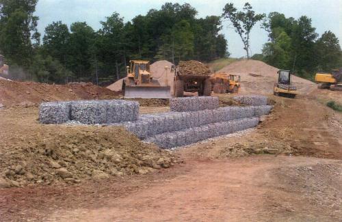 Gabion Basket Wall Under Construction at Harrison County, WV Compressor Station Site